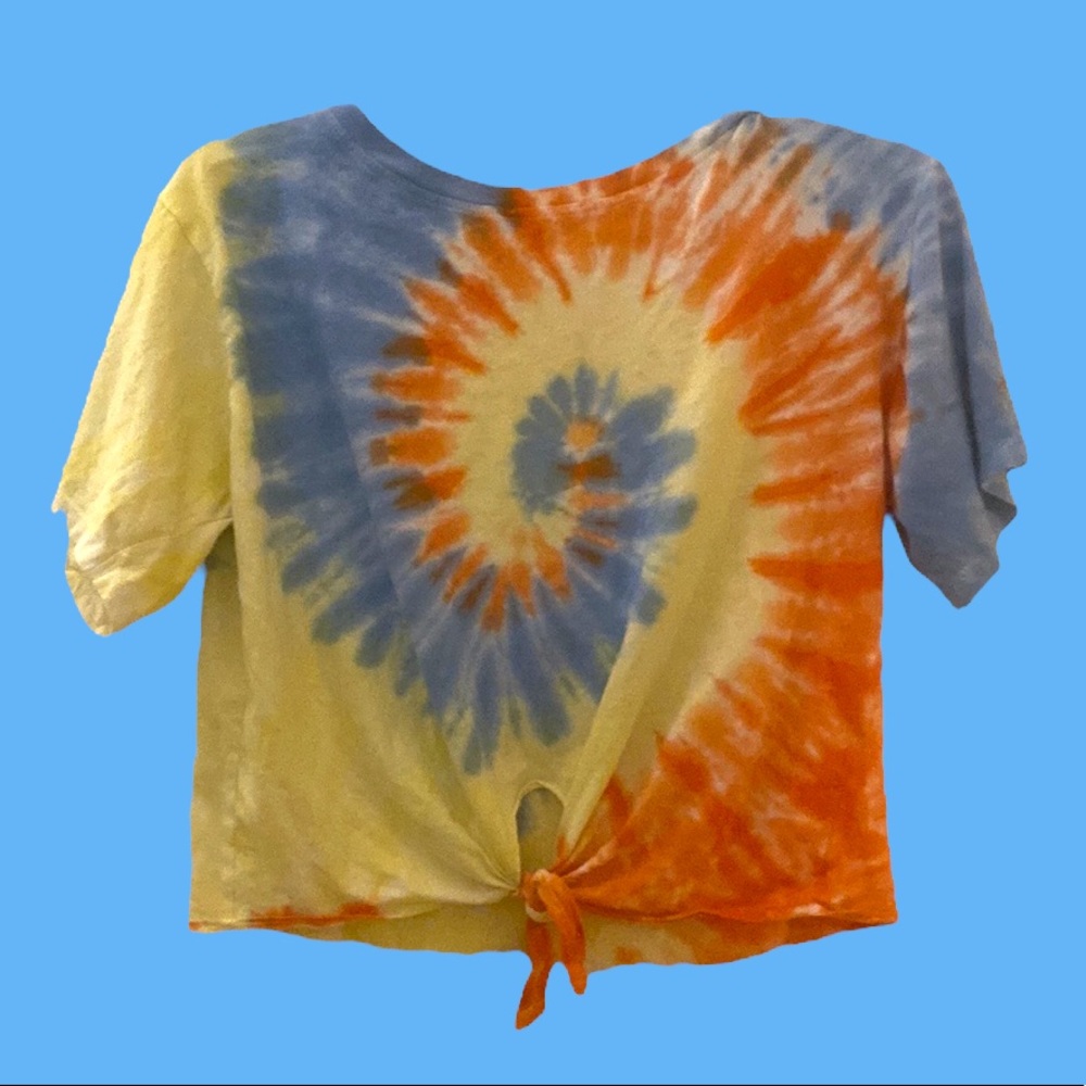 Tie dye short sleeve crop top